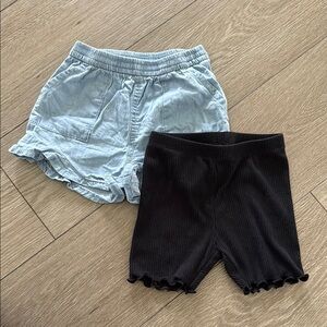 Baby Gap / Old Navy toddler girls chambray shorts and ribbed biker shorts 3T